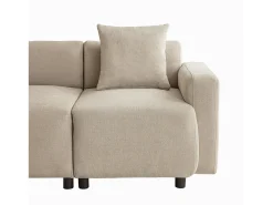 New Hauss Spole Sofá moderno de 3 lugares com apoio lombar - Tecido chenille Bege