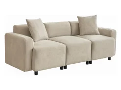 New Hauss Spole Sofá moderno de 3 lugares com apoio lombar - Tecido chenille Bege