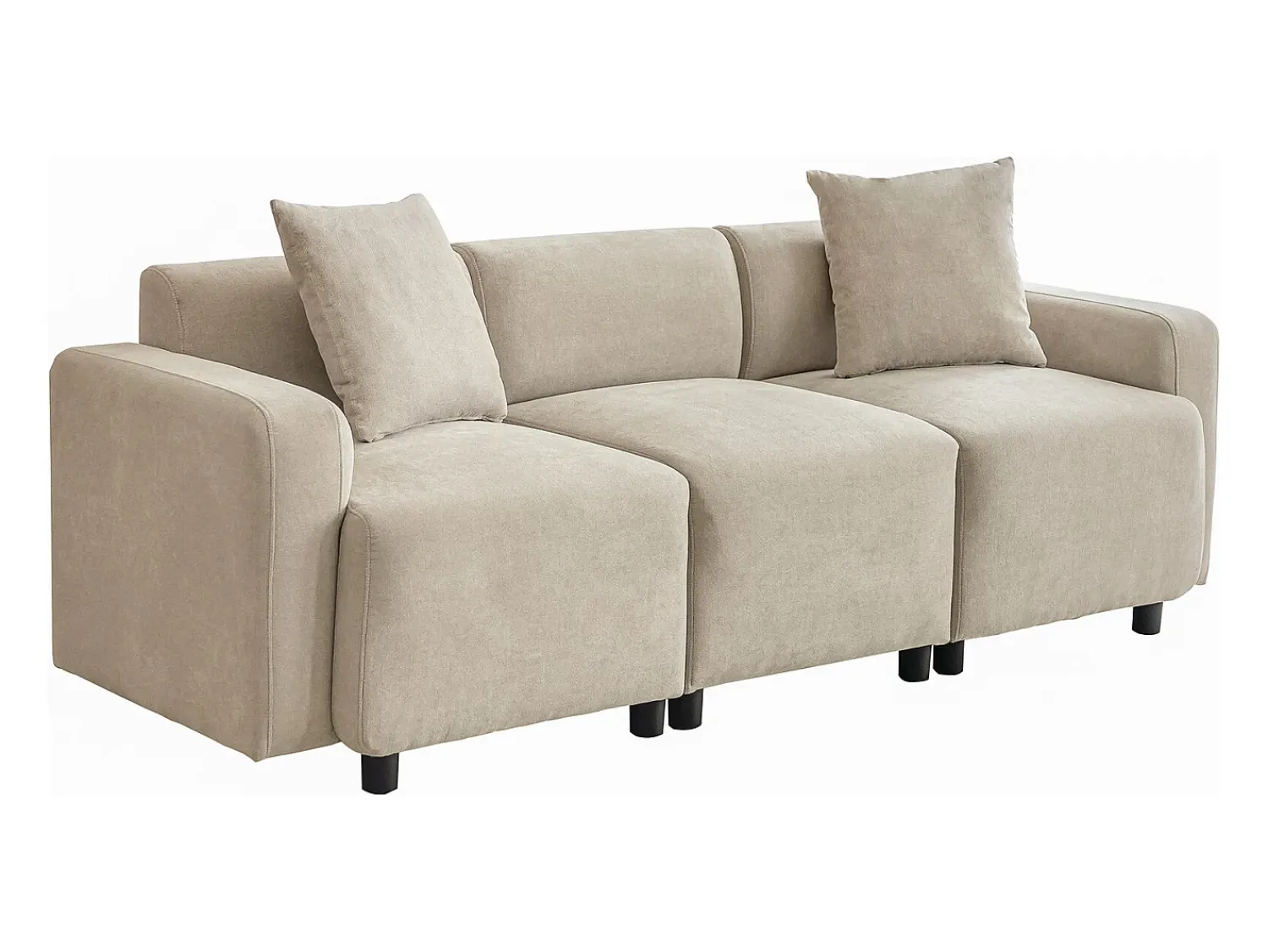 New Hauss Spole Sofá moderno de 3 lugares com apoio lombar - Tecido chenille Bege