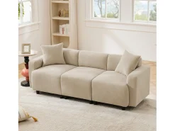 New Hauss Spole Sofá moderno de 3 lugares com apoio lombar - Tecido chenille Bege