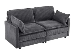 Sale Sofá moderno de 2 lugares, design minimalista, confortável e espaçoso, para sala e quarto Cinzento