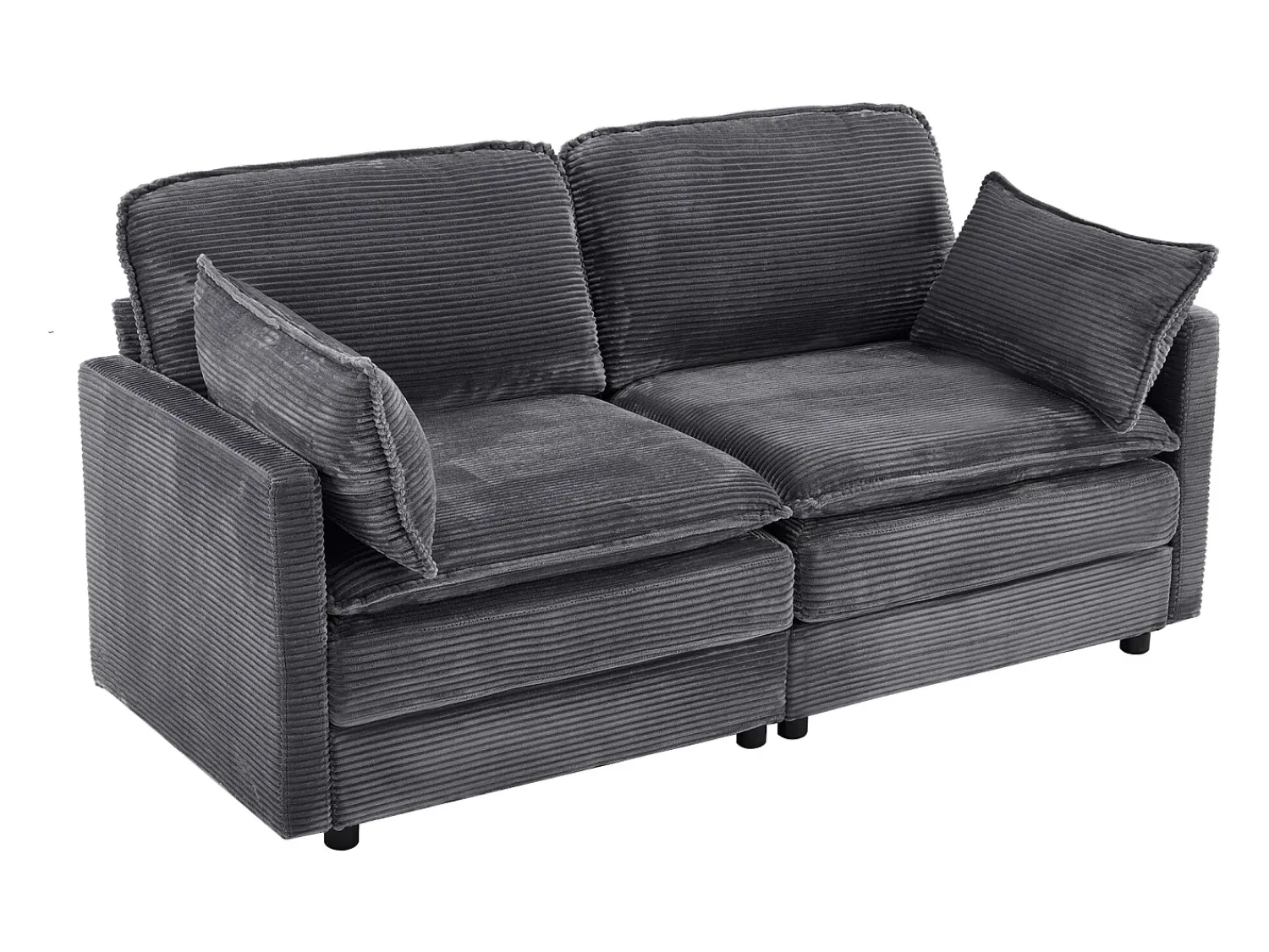 Sale Sofá moderno de 2 lugares, design minimalista, confortável e espaçoso, para sala e quarto Cinzento