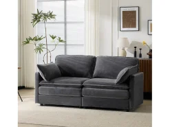 Sale Sofá moderno de 2 lugares, design minimalista, confortável e espaçoso, para sala e quarto Cinzento
