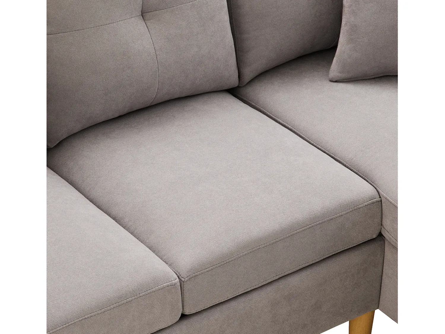 ModernLuxe Sofá moderno de 3 lugares em L - com 2 porta-copos - 2 almofadas - com armazenamento - cinza claro^ Sofá