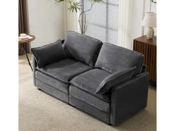 Sofá| Sofá moderno de 2 lugares, minimalista e espaçoso, para sala de estar/quarto. Cinzento