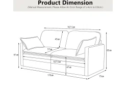 Sofá| Sofá moderno de 2 lugares, minimalista e espaçoso, para sala de estar/quarto. Cinzento