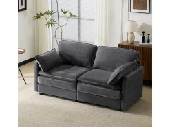 Sofá| Sofá moderno de 2 lugares, minimalista e espaçoso, para sala de estar/quarto. Cinzento