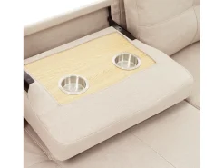 Sofá|ModernLuxe Sofá moderno em L - Sofá-cama modular - Função dormir - Com armazenamento - Com porta-copos - Bege