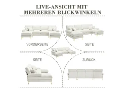 Merax Sofá moderno em U - 272 x 136 x 88 cm - com 2 assentos reclináveis para sala de estar e quarto - Chenille -^ Sofá