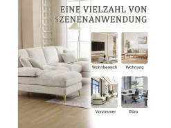 Merax Sofá moderno em U - 272 x 136 x 88 cm - com 2 assentos reclináveis para sala de estar e quarto - Chenille -^ Sofá