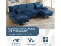 Merax Sofá moderno em U - 272 x 136 x 88 cm - com 2 assentos reclináveis para sala de estar e quarto - Chenille -^ Sofá