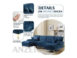 Merax Sofá moderno em U - 272 x 136 x 88 cm - com 2 assentos reclináveis para sala de estar e quarto - Chenille -^ Sofá
