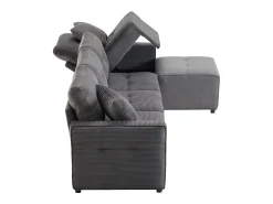 Clearance ModernLuxe Sofá moderno em veludo canelado - espaço de armazenamento embaixo - con descanso de pés livre de movimento - Cinza Cinzento