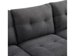 Clearance ModernLuxe Sofá moderno em veludo canelado - espaço de armazenamento embaixo - con descanso de pés livre de movimento - Cinza Cinzento