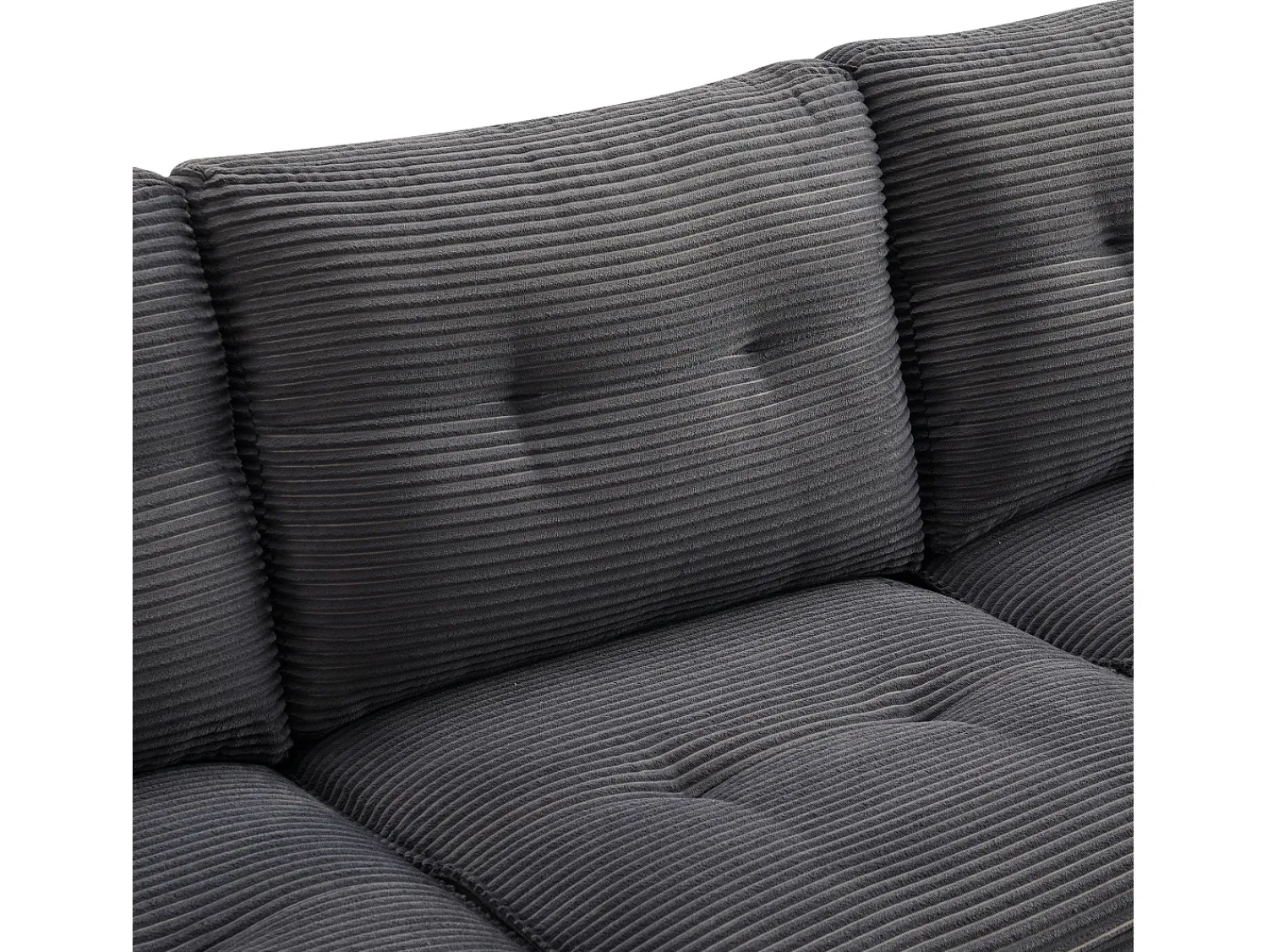 Clearance ModernLuxe Sofá moderno em veludo canelado - espaço de armazenamento embaixo - con descanso de pés livre de movimento - Cinza Cinzento