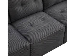Clearance ModernLuxe Sofá moderno em veludo canelado - espaço de armazenamento embaixo - con descanso de pés livre de movimento - Cinza Cinzento