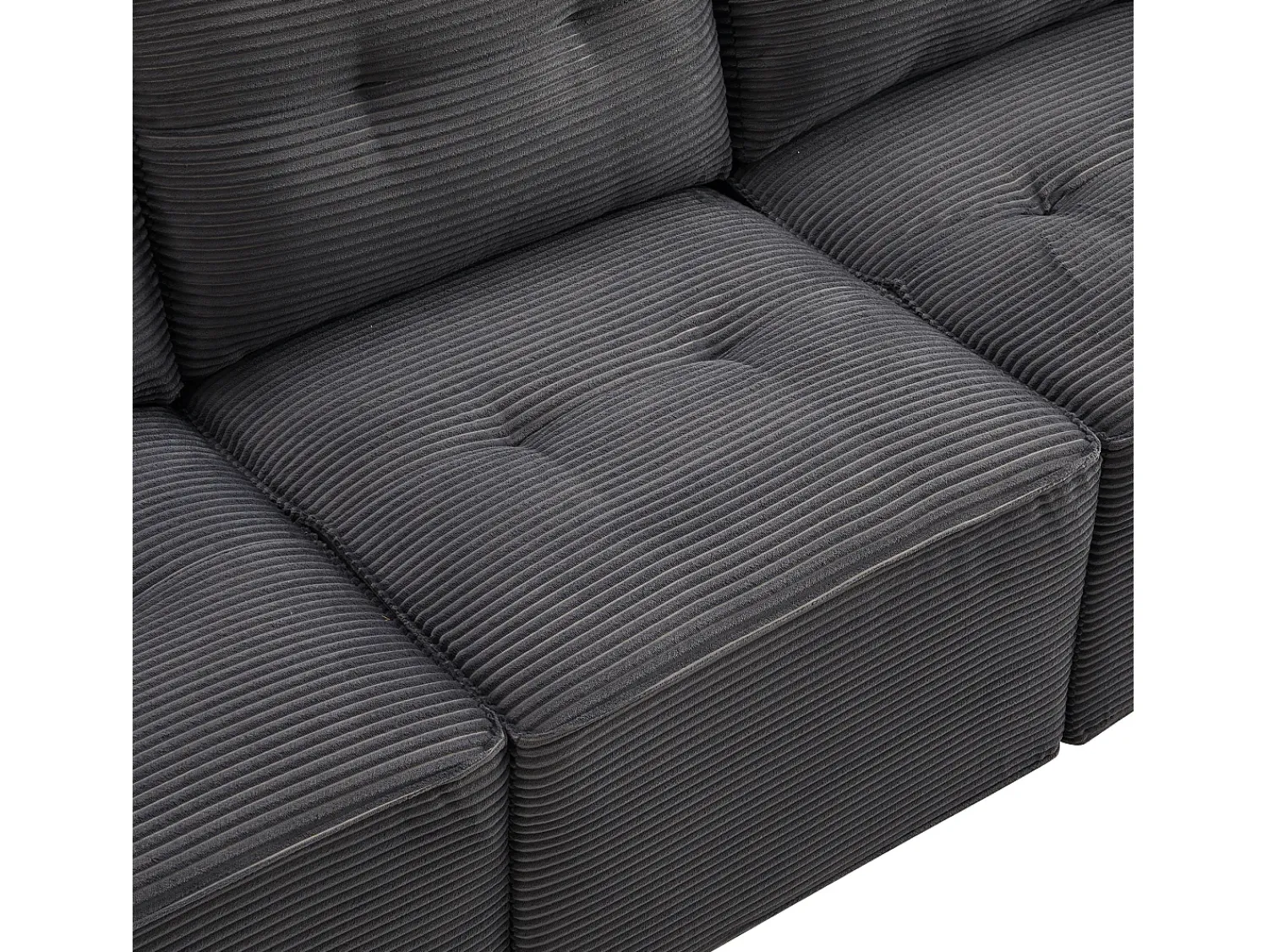 Clearance ModernLuxe Sofá moderno em veludo canelado - espaço de armazenamento embaixo - con descanso de pés livre de movimento - Cinza Cinzento