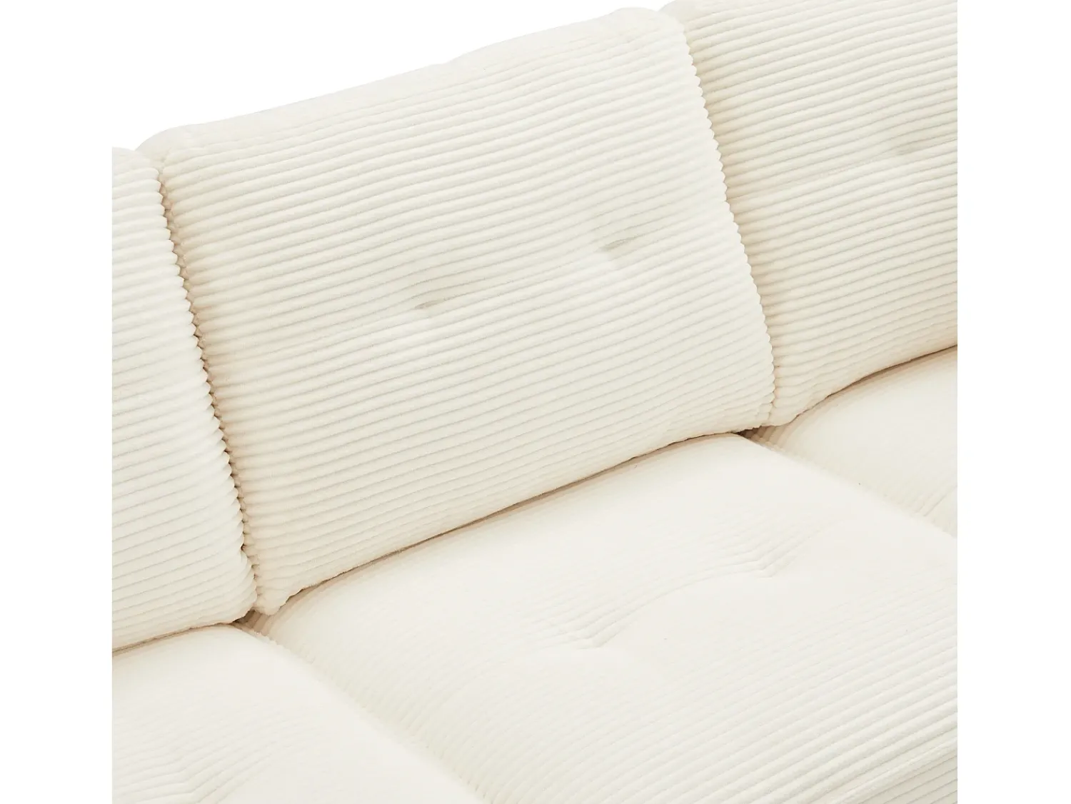 Sofá*ModernLuxe Sofá moderno em veludo canelado - espaço de armazenamento embaixo - con descanso de pés livre de movimento - Bege