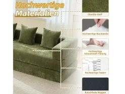 Hot Merax Sofá modular - 198 x 79 x 60 cm - conversível - com bolsos laterais - chenille - Verde