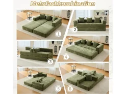 Hot Merax Sofá modular - 198 x 79 x 60 cm - conversível - com bolsos laterais - chenille - Verde