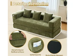 Hot Merax Sofá modular - 198 x 79 x 60 cm - conversível - com bolsos laterais - chenille - Verde