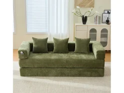Hot Merax Sofá modular - 198 x 79 x 60 cm - conversível - com bolsos laterais - chenille - Verde