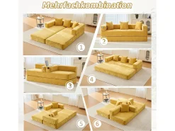 Merax Sofá modular - 198 x 79 x 60 cm - conversível - com bolsos laterais - chenille -^ Sofá
