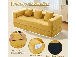 Merax Sofá modular - 198 x 79 x 60 cm - conversível - com bolsos laterais - chenille -^ Sofá