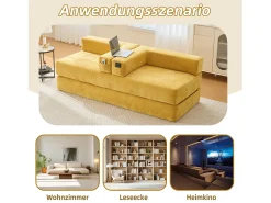 Merax Sofá modular - 198 x 79 x 60 cm - conversível - com bolsos laterais - chenille -^ Sofá