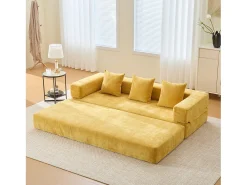 Merax Sofá modular - 198 x 79 x 60 cm - conversível - com bolsos laterais - chenille -^ Sofá