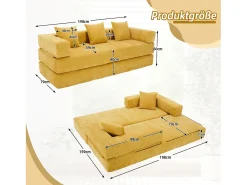 Merax Sofá modular - 198 x 79 x 60 cm - conversível - com bolsos laterais - chenille -^ Sofá