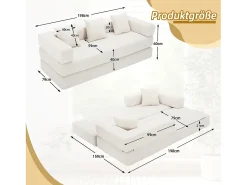 Sofá|Merax Sofá modular - 198 x 79 x 60 cm - conversível - com bolsos laterais - chenille - Bege