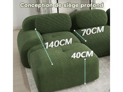 Sofá|DripeX Sofá modular 3 lugares + 3 puff - veludo côtelê - com 3 almofadas - densidade assento 32kg/m³ - 298x178x70cm - Verde