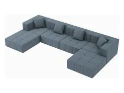 Sofá|DripeX Sofá modular 4 lugares canto tecido - 4 travesseiros e 2 pufes - - 370x200x60cm Cinzento