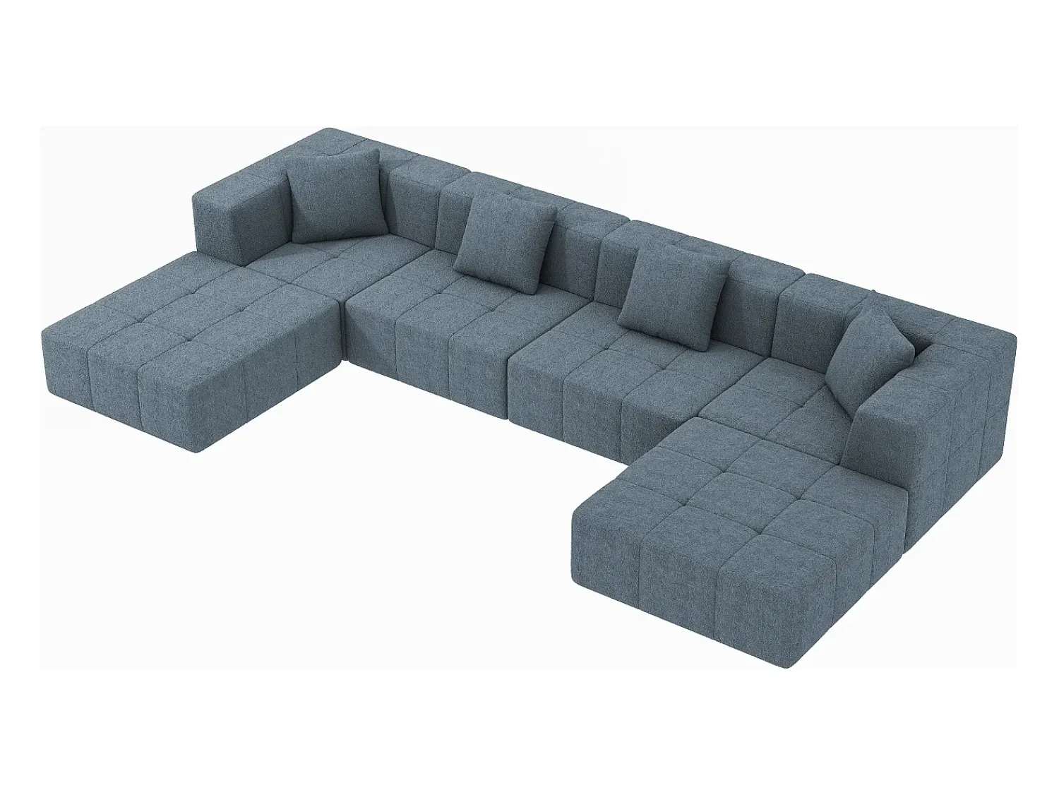 Sofá|DripeX Sofá modular 4 lugares canto tecido - 4 travesseiros e 2 pufes - - 370x200x60cm Cinzento