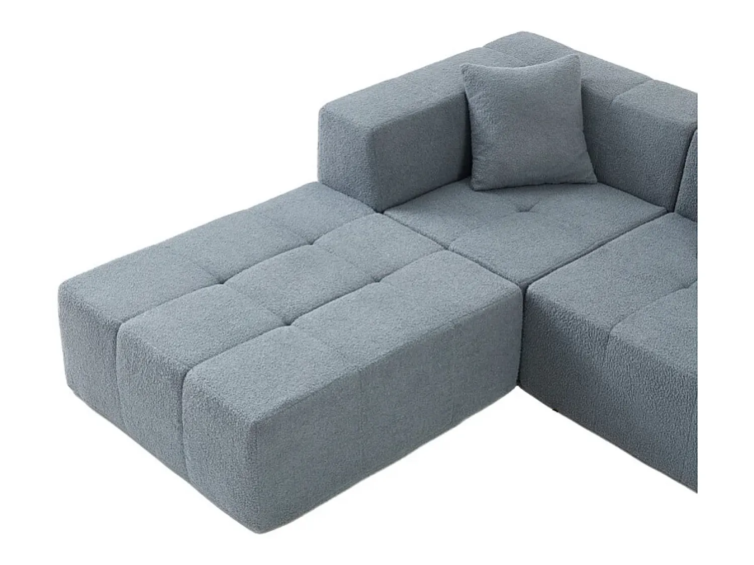 Sofá|DripeX Sofá modular 4 lugares canto tecido - 4 travesseiros e 2 pufes - - 370x200x60cm Cinzento