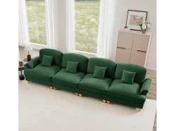 Sofá|DripeX Sofá Modular 4 Lugares Chenille - Capa Removível e 4 Almofadas - 350x83.5x93cm - Verde