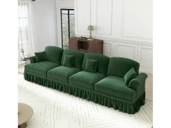 Sofá|DripeX Sofá Modular 4 Lugares Chenille - Capa Removível e 4 Almofadas - 350x83.5x93cm - Verde