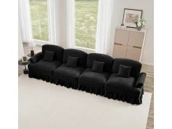 Sofá|DripeX Sofá Modular 4 Lugares Chenille - Capa Removível e 4 Almofadas - 350x83.5x93cm - Preto