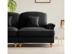Sofá|DripeX Sofá Modular 4 Lugares Chenille - Capa Removível e 4 Almofadas - 350x83.5x93cm - Preto