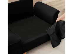 Sofá|DripeX Sofá Modular 4 Lugares Chenille - Capa Removível e 4 Almofadas - 350x83.5x93cm - Preto
