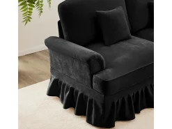 Sofá|DripeX Sofá Modular 4 Lugares Chenille - Capa Removível e 4 Almofadas - 350x83.5x93cm - Preto