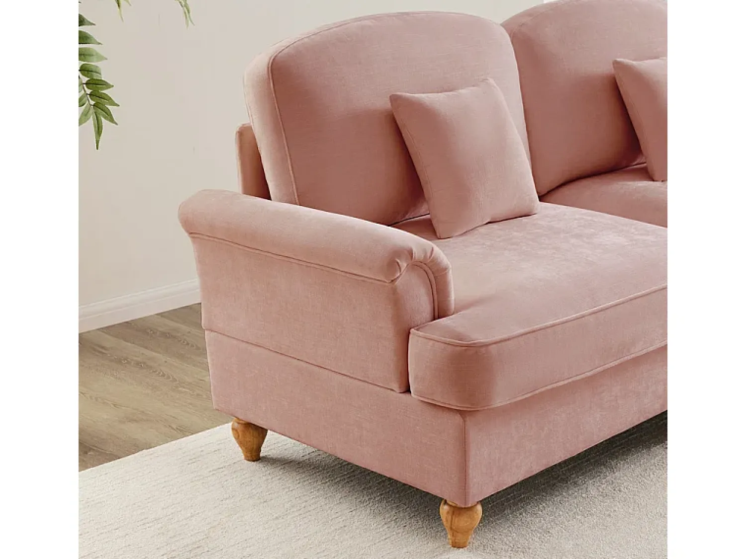 Clearance DripeX Sofá Modular 4 Lugares Chenille - Capa Removível e 4 Almofadas - 350x83.5x93cm - Rosa