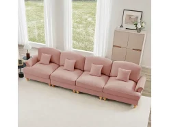 Clearance DripeX Sofá Modular 4 Lugares Chenille - Capa Removível e 4 Almofadas - 350x83.5x93cm - Rosa