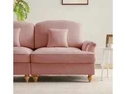 Clearance DripeX Sofá Modular 4 Lugares Chenille - Capa Removível e 4 Almofadas - 350x83.5x93cm - Rosa