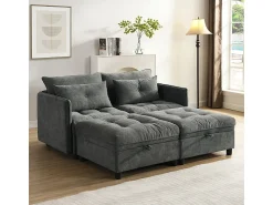 Sofá*DripeX Sofá Modular 4 Lugares em Chenille - com 8 Almofadas e 4 Armazenamentos - Carga Máx. 500kg - 274x76x87cm - Cinza Cinzento