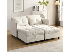 Sale DripeX Sofá Modular 4 Lugares em Chenille - com 8 Almofadas e 4 Armazenamentos - Carga Máx. 500kg - 274x76x87cm - Bege