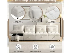 Sale DripeX Sofá Modular 4 Lugares em Chenille - com 8 Almofadas e 4 Armazenamentos - Carga Máx. 500kg - 274x76x87cm - Bege