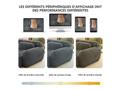 Sofá|DripeX Sofá Modular 3 lugares em tecido peluche, com 3 almofadas, sem estrutura, 291x104x73cm, Cinza Cinzento