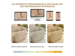 Sofá|DripeX Sofá Modular 2 lugares em tecido peluche, com 2 almofadas, assento extra profundo 75cm, 204x104x73cm, Caqui
